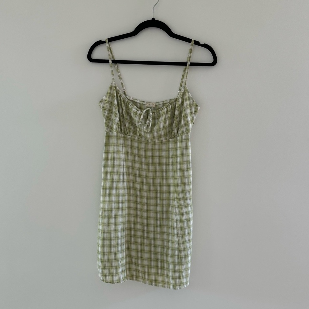 Brandy Melville/ John Galt Mini Dress in Lime Green Plaid